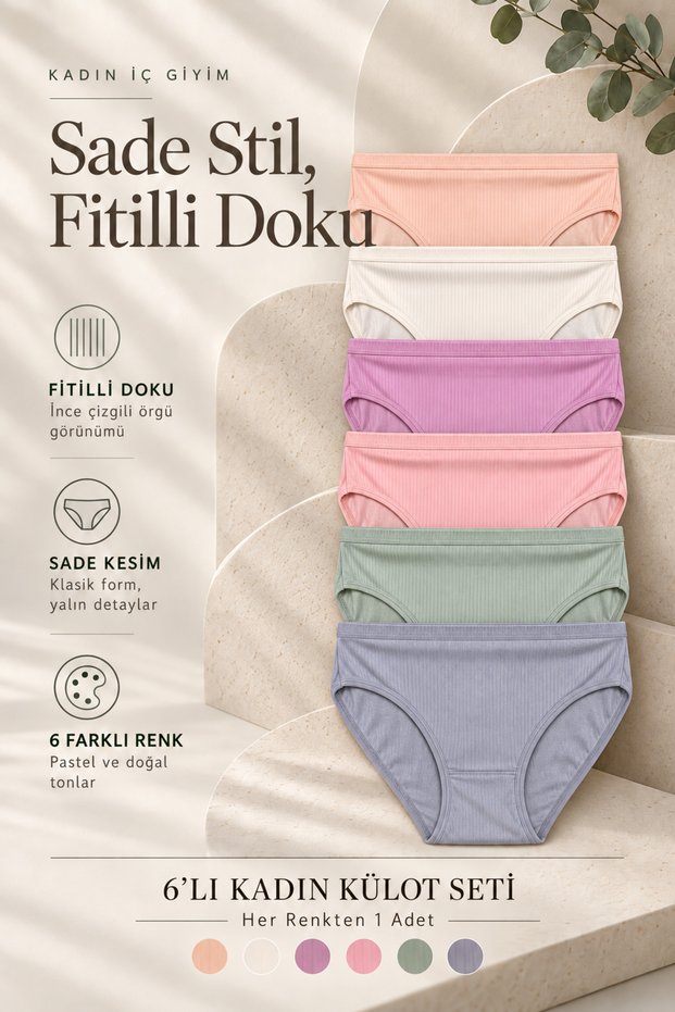 Women's Panties High Waist 6 Colors/Pcs Cotton Stretchy Premium Fabric