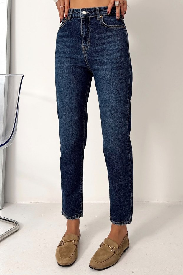 Women's High Waist Washed Stretch Mom Jean Lycra Jeans 1246 - Premium Series