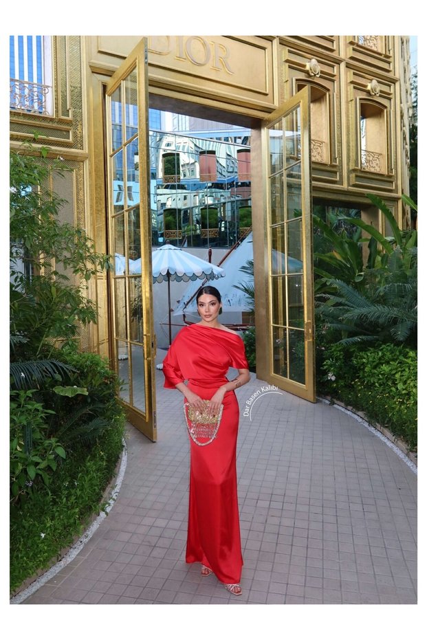 Eh Collection One Shoulder Satin Evening Dress