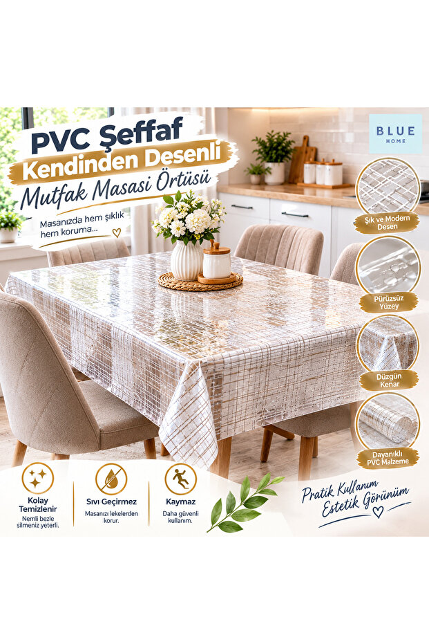 Transparent Patterned Tablecloth, Thin Transparent Protective Cover, Wipeable Flexible Table Cover