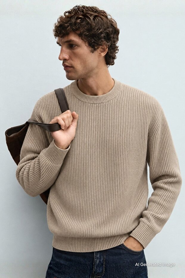 Mink Crew Neck Knitwear Men's Sweater E7410