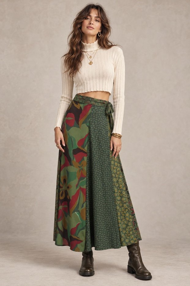 Long Patchwork Skirt