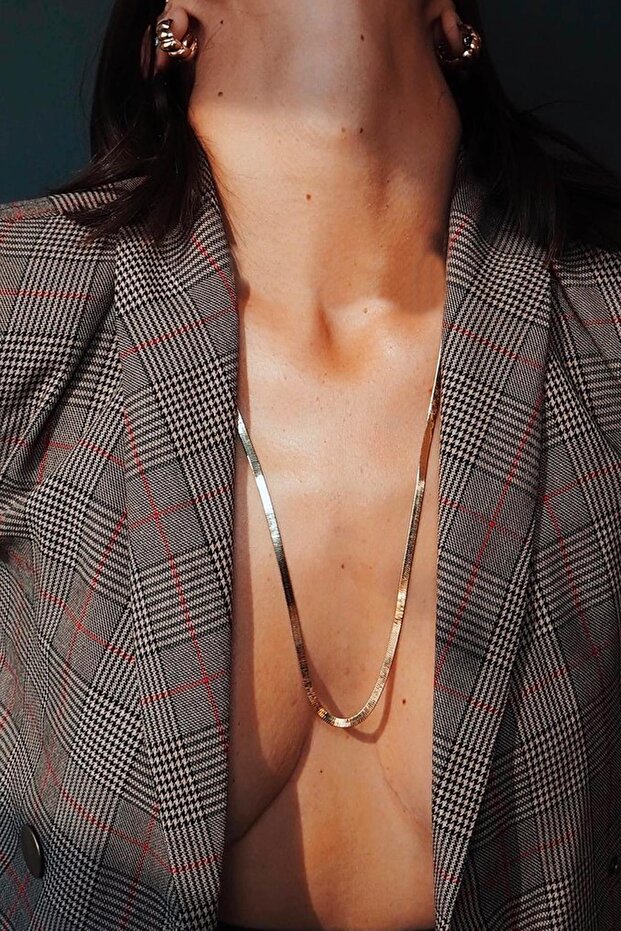 Long Italian Chain Necklace Gold