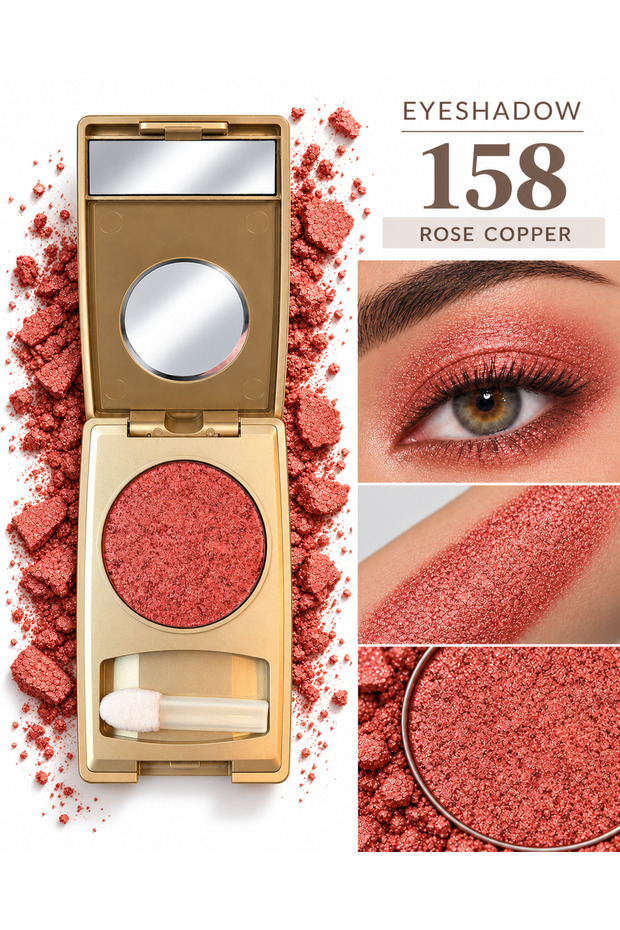 Metallic Pink, Shimmering Powder Eyeshadow - Metallic Pink Eyeshadow No:158