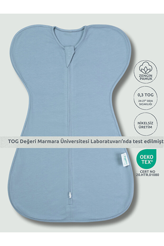Butterfly Swaddle Sleeping Bag - 0.3 Tog - Ice Blue
