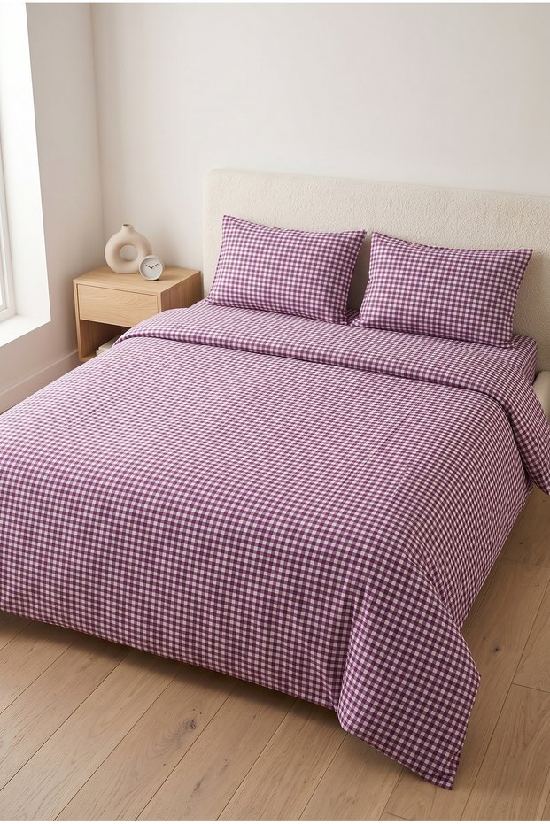 Gingham Double Duvet Cover Set | Cotton | 200X220 cm Duvet Cover, 2 Pieces 50X70 cm Pillowcases | Stylish and Elegant