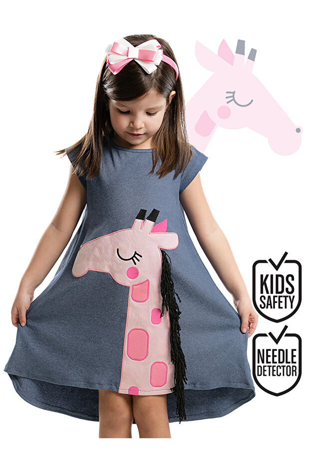 Pink Giraffe Girls' Dress + Headband