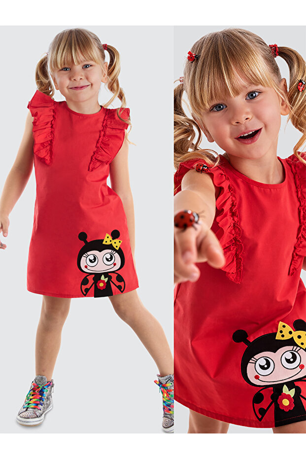 Ruffled Nib Girl's Red Summer Evening Dress