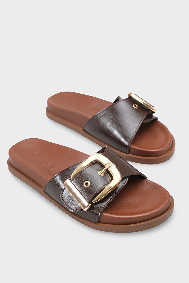 Cybelle Flat Heeled Single Strap Metal Buckle Women's Slippers
