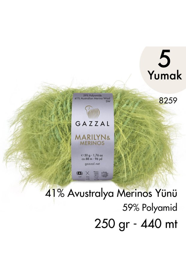 Marilyn & Merinos 8259 Hand Knitting Yarn 5 Skeins 250 Gr