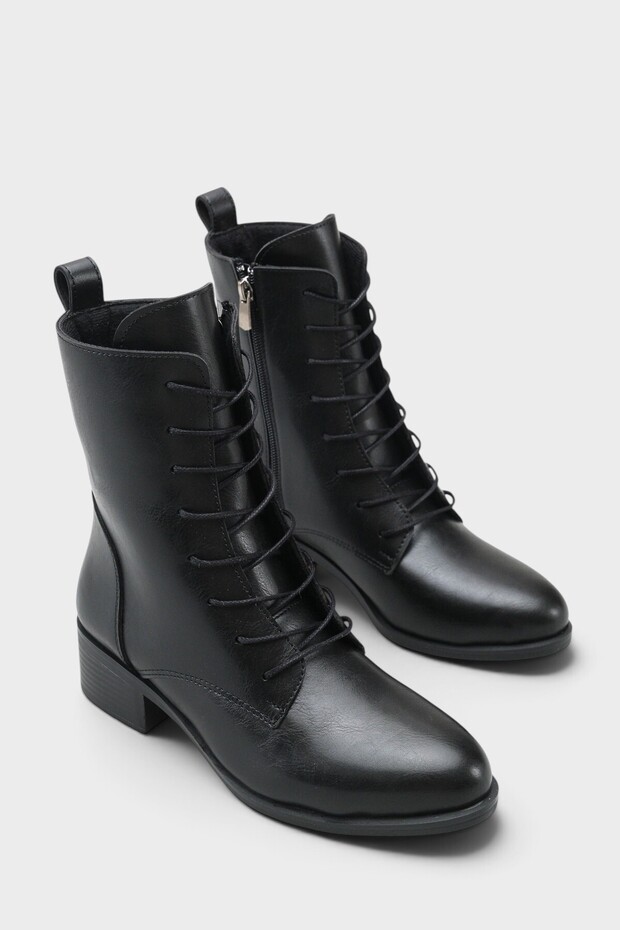 Carolie Lace-Up Side Zipper Mid-Heeled Women's Casual Boots