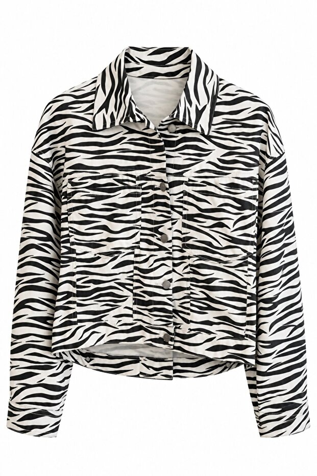 Ecru Zebra Gabardine Jacket - 0198