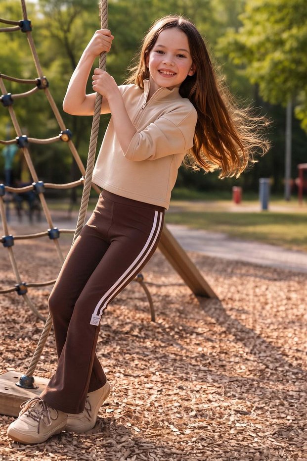 Ribbed Diver Fabric Girls' Flare Leggings