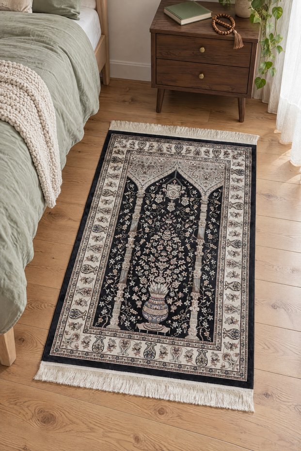Hereke Series Sf237A Luxury Bamboo Silk Woven Prayer Rug