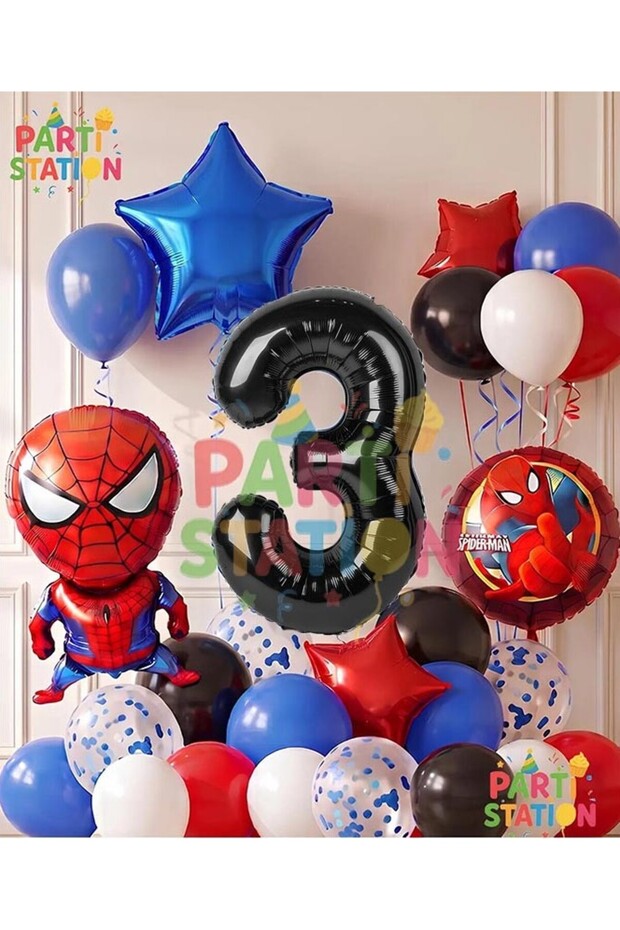 Spiderman Spiderman Concept 3 Years Birthday Balloon Set Spiderman Party Balloons Spiderman Theme