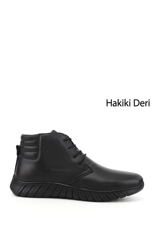 Men's Black Zippered Genuine Leather Boots