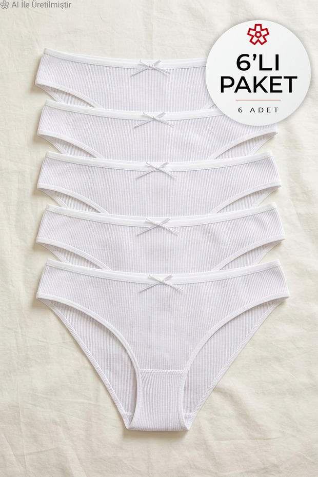 Lycra Camisole Women's Bikini Panties White 6-Pack