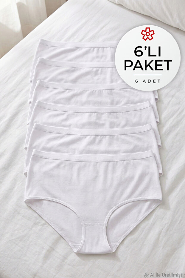 Bamboo Belted Bato Women's High Waist Panties White 6-Pack