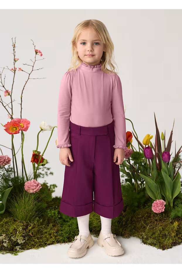 Girl's Midi Length Trousers Mürdüm