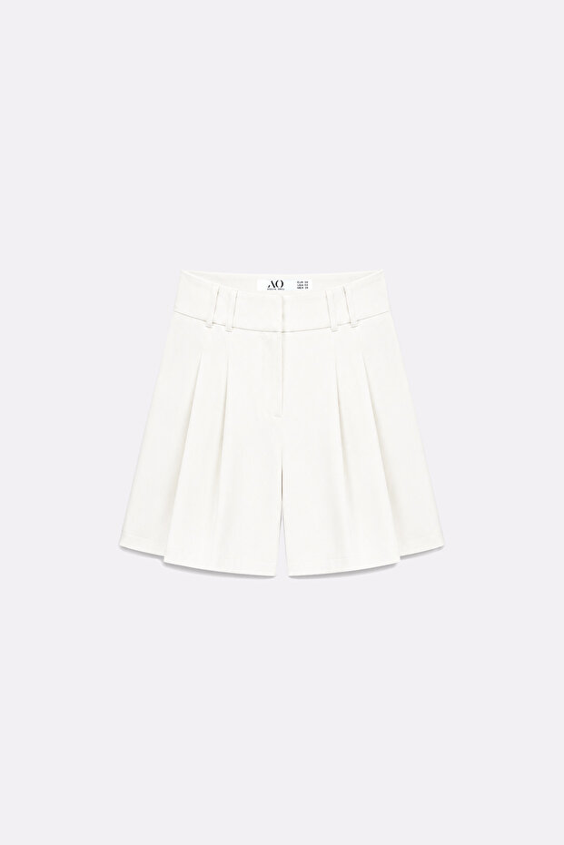 Premium Rovena Double Pleated Detailed Midi Woven Shorts