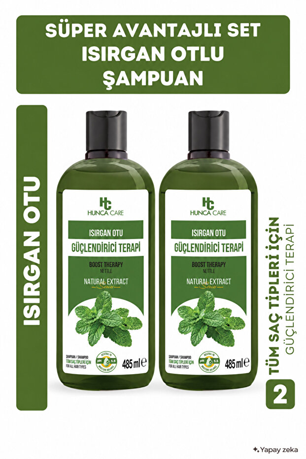 Nettle Shampoo, Helps Against Hair Loss 485 ml Set of 2