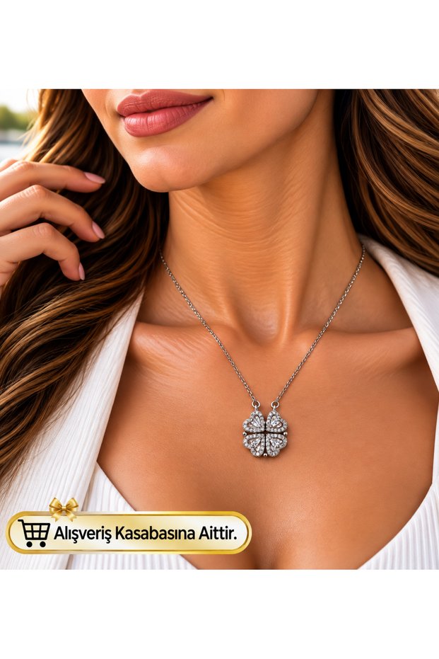 Opened Clover Steel Necklace