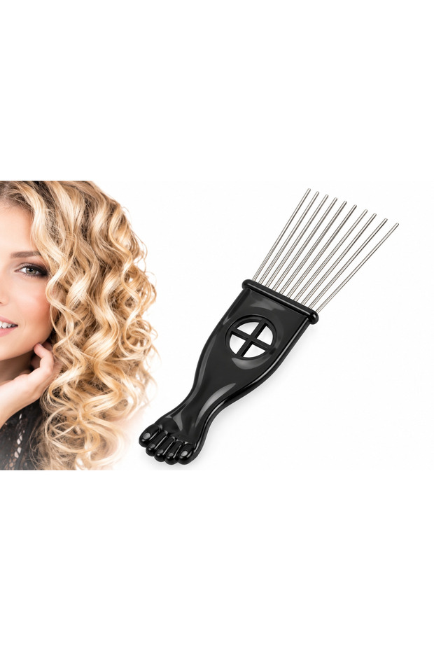 Afro Metal Comb Hairbrush Hairdressing Styling Tool Black Fist