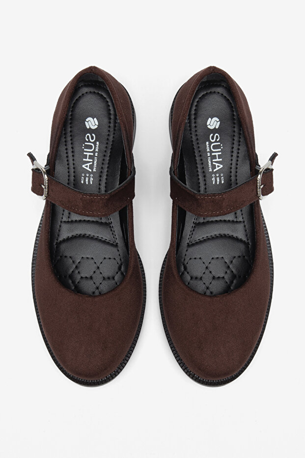 Brown Suede Women's Daily Comfortable Ergonomic Mary Jane Shoes School, Office, Campus Style Stylish Loafers