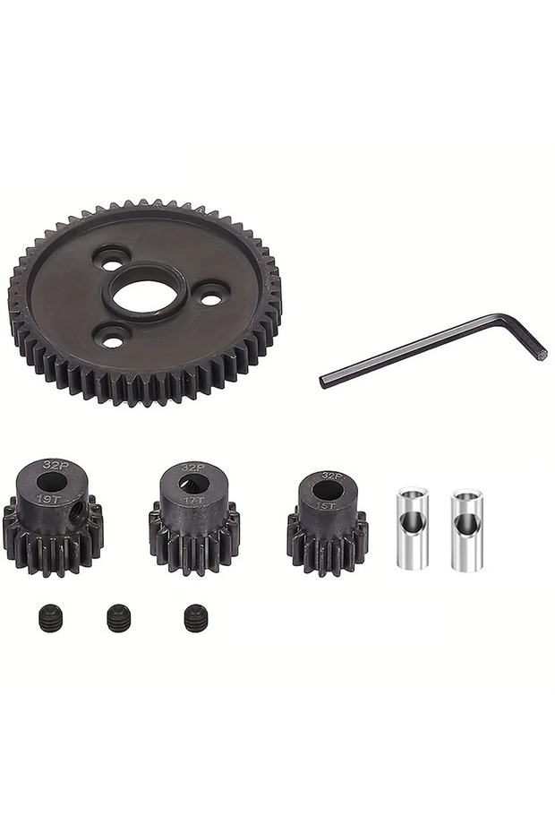 a set RCZIPROY Hardened Steel Motor Gear short card gear 54t Pinion 15T 17T 19T,for 1/10 car Traxx