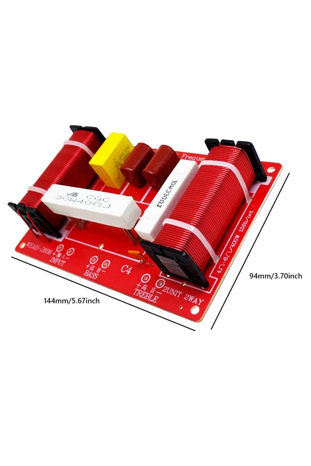 MOJOYCE Red 2 Ways 400W Speaker Crossover Module Treble Bass Speakers Filter Frequency Divider High