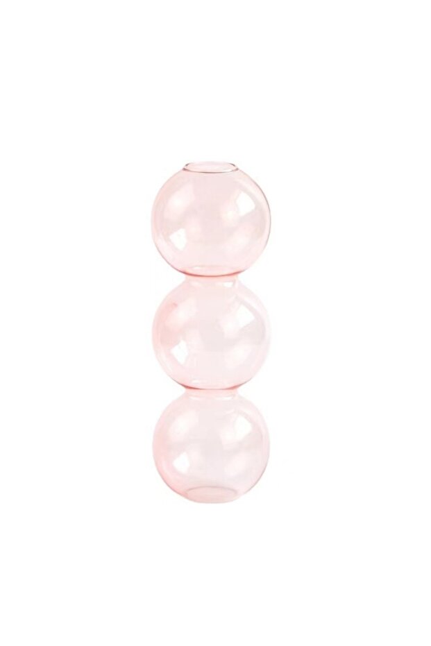 Pink 3balls Nordic Glass Bubble Vase - Clear Hydroponic Planter for Home Desk Decor, Cute Simple Gif
