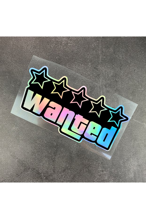 20x10cm WANT3-Laser Pentagram Wanted Motorcycle Stickers Waterproof DIY Motorbike Fuel Tank Helmet B