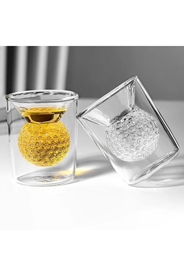 50ml 2 pcs glasses 2pcs 50ml Golf Ball Glass Cups Funny Double Walled Shot Glass Drinking Spirits Gl