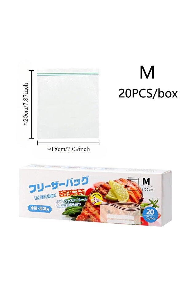 M 20Pcs Box Sealed Household Food Bags, Vegetable Refrigerated Storage Bags