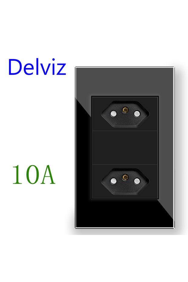 110-250V Black ( 10A ) Delviz Brazil Standard Power Outlet, 10A/20A 2 Pins Hole AC 110V~250V, 120mm*