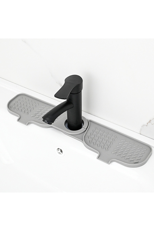 Gray Kitchen Sink Faucet Mat, Sink Splash Guard for Kitchen Sink, Silicone Draining Mat for Bathroom