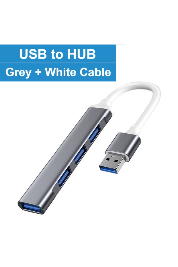 USB Gray USB C HUB USB 3.0 Type C 4 Port Multi Splitter Adapter OTG for Macbook HUB Pro 13 15 Air Mi