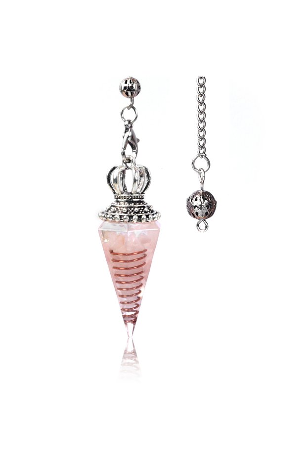53X18mm Rose Quartz Natural Crystal Pendulum Hexagonal Cone Pendule Agate Quartz Chakras Amulet Pend