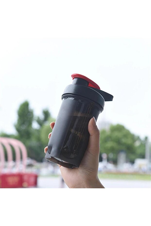 black 300ml/10.59oz Water Bottle For Drink Plastic Leak Proof Sports Bottles Protein Shaker Water Bo