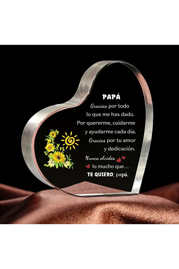 DM-1505 Spanish dad heart-shaped acrylic plaque decoration for men's Father's Day gift, office desk