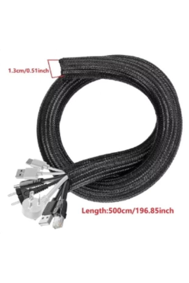 Black 5M 1m 3m 5m Braided Cable Sleeve Pet Nylon Wrapping Case Cover for Desk PC TV Wire Protector C