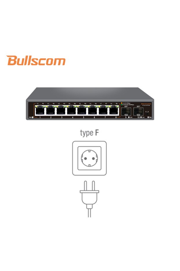 Switch with EU Plug KeepLiNK 10-Port Network Switch | 8 X 2.5Gb Ethernet + 2 X 10Gb SFP+ | Unmanaged