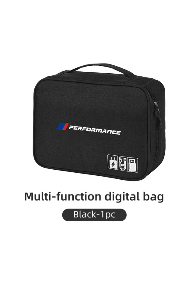 Black-1pc Car Data Cable Storage Bag Waterproof Travel Organizer Bag USB DataLine For BMW E46 E90 E6