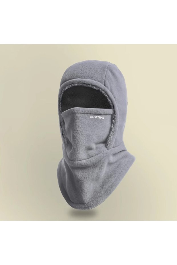Grey Warm Fleece Riding Full Face Mask Covers Outdoor Balaclava Cycling Cap Motorcycle Ski Face Mask