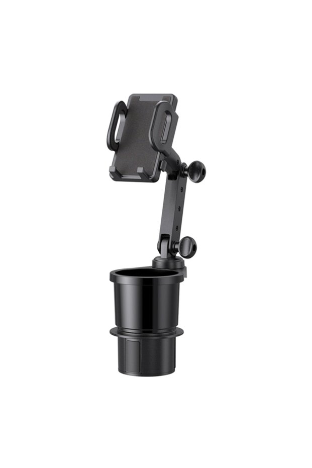 black Car Cup Holder Expander with Cell Phone Mount 360 Rotation Cup Holder Expander Smartphone Moun