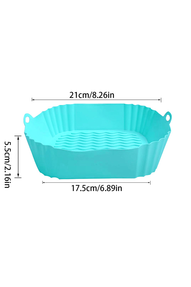Green-21cm Air Fryer Silicone Liners Pot,Airfryer Basket Cooking Gadgets ,Reusable Baking Tray Non-s
