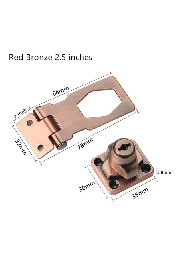 red bronze 2.5 inche Punch-free With Lock Drawer Locks Letter Box Locker Double Door Cabinet Lock Of
