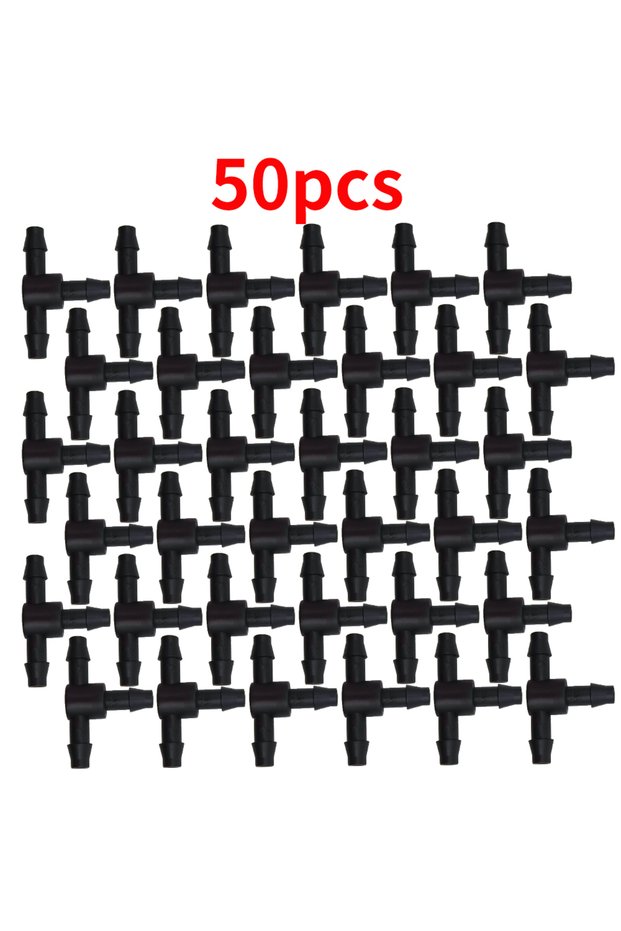 1/4'' 50PCS WUJIE 50PCS Plastic Barbed 3-Way TEE Connector for 4/7mm Tubing Watering Pipe Hose Coupl