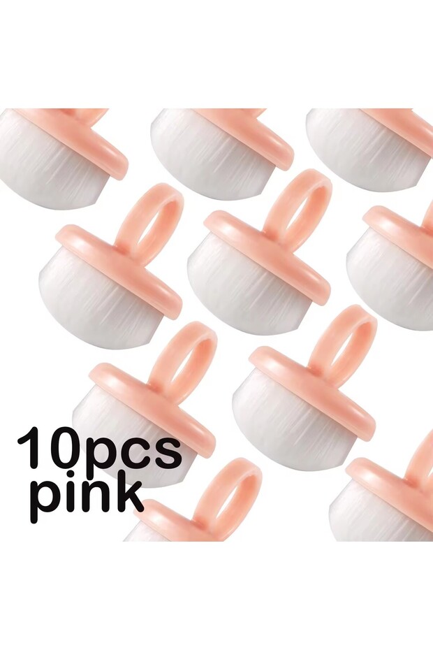 DUTRIEUX Pink 10Pcs Manicure Dust Clean Brush Finger Ring Duster Soft Hair Nail Polish Powder Dustin