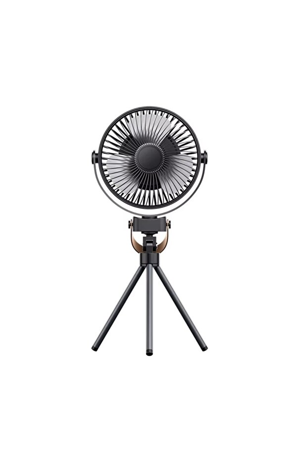 black Portable Electric Camping Fan USB Rechargeable 10000mAh Air Circulating Fan Table Tripod Coole